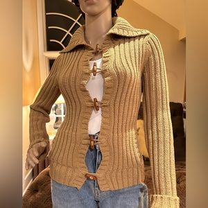 Abecrombie & Fitch Beige Knit Cardigan Sweater Sz M
